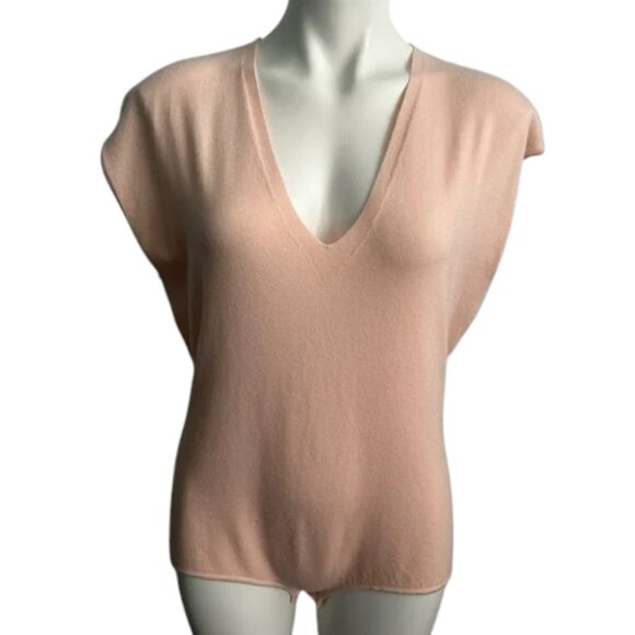 J. CREW Italian Cashmere Bodysuit XL Cap Sleeve Peach Blush Pink Balletcore Sexy - Picture 6 of 13
